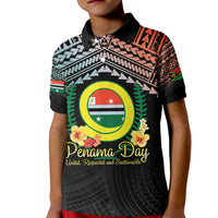 Personalised Penama Day Kid Polo Shirt Vanuatu Provinces Polynesian Pattern