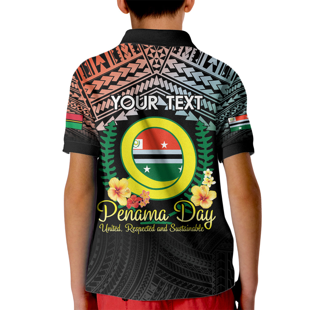 Personalised Penama Day Kid Polo Shirt Vanuatu Provinces Polynesian Pattern