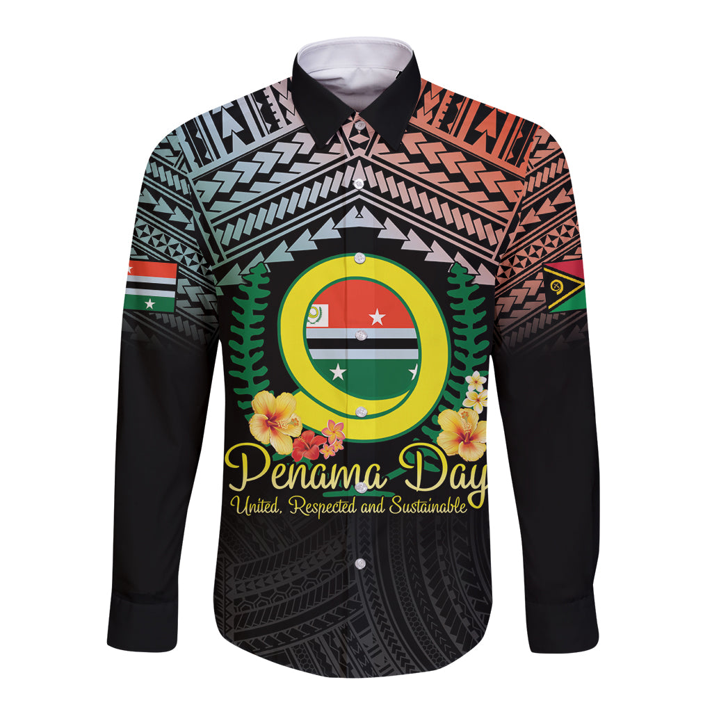 Personalised Penama Day Long Sleeve Button Shirt Vanuatu Provinces Polynesian Pattern
