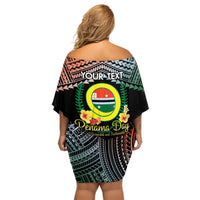 Personalised Penama Day Off Shoulder Short Dress Vanuatu Provinces Polynesian Pattern LT14 - Polynesian Pride