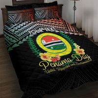 Personalised Penama Day Quilt Bed Set Vanuatu Provinces Polynesian Pattern LT14 Black - Polynesian Pride