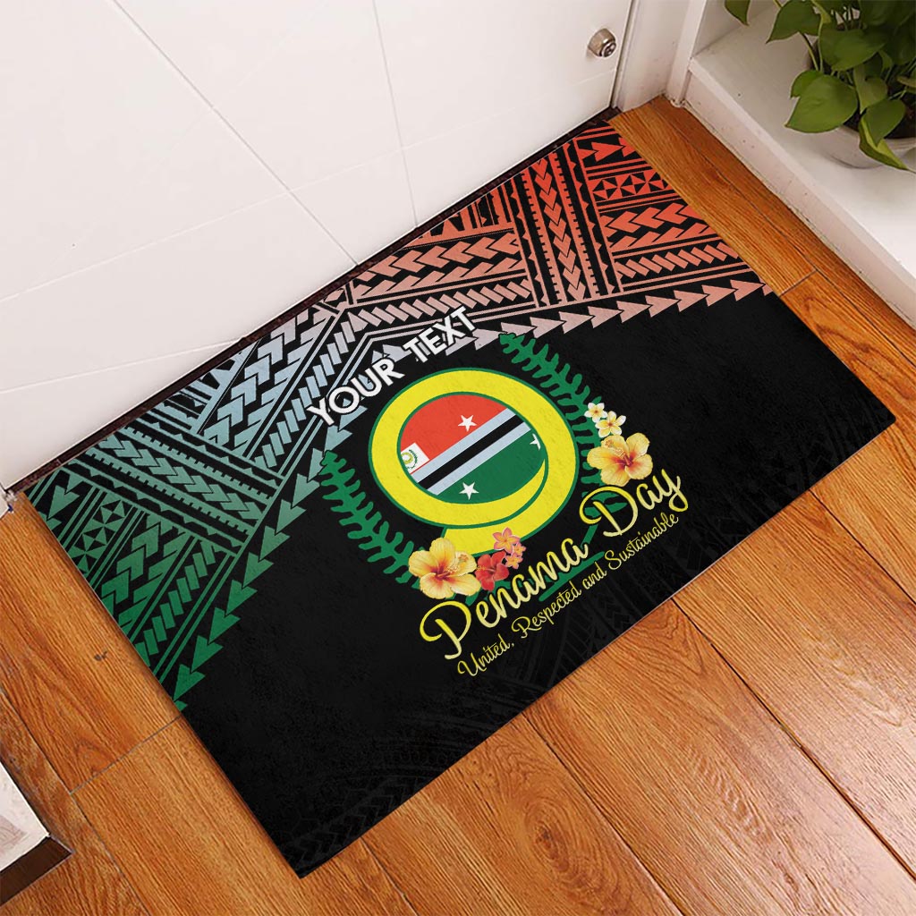 Personalised Penama Day Rubber Doormat Vanuatu Provinces Polynesian Pattern