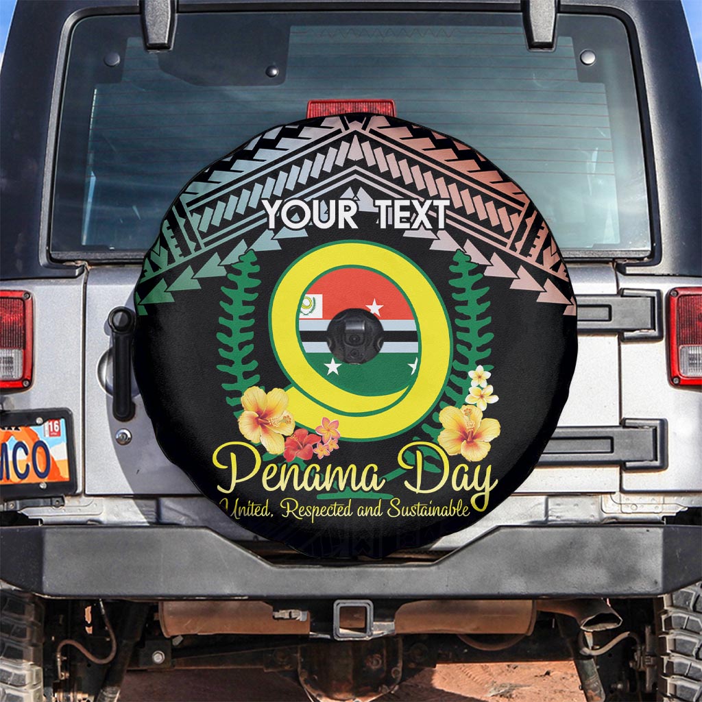 Personalised Penama Day Spare Tire Cover Vanuatu Provinces Polynesian Pattern LT14 Black - Polynesian Pride