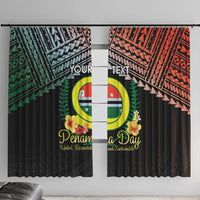 Personalised Penama Day Window Curtain Vanuatu Provinces Polynesian Pattern LT14 With Hooks Black - Polynesian Pride