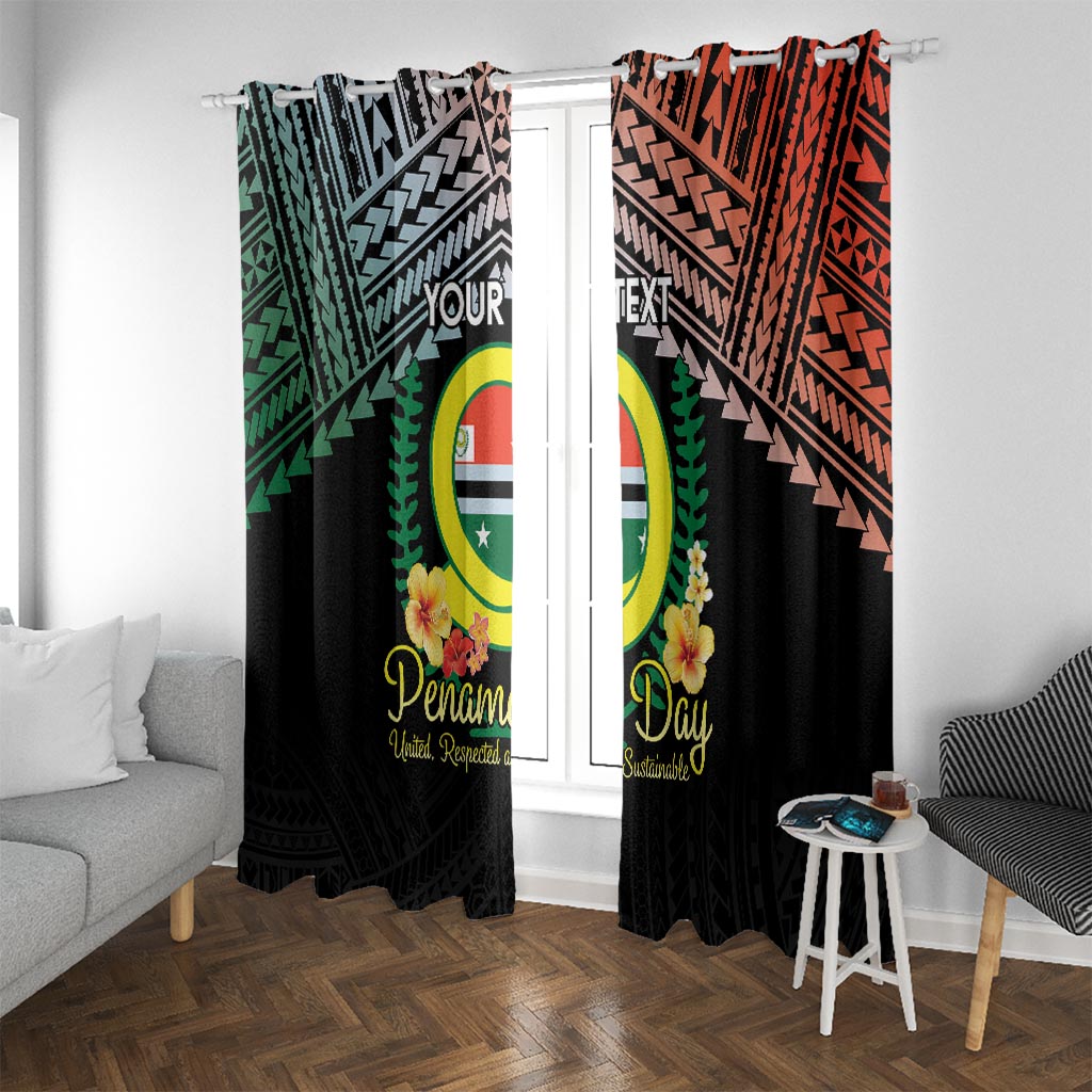 Personalised Penama Day Window Curtain Vanuatu Provinces Polynesian Pattern LT14 With Grommets Black - Polynesian Pride
