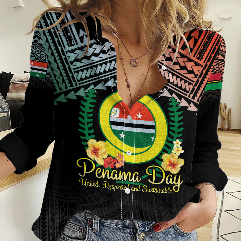 Personalised Penama Day Women Casual Shirt Vanuatu Provinces Polynesian Pattern