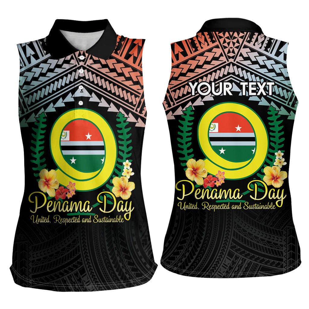 Personalised Penama Day Women Sleeveless Polo Shirt Vanuatu Provinces Polynesian Pattern