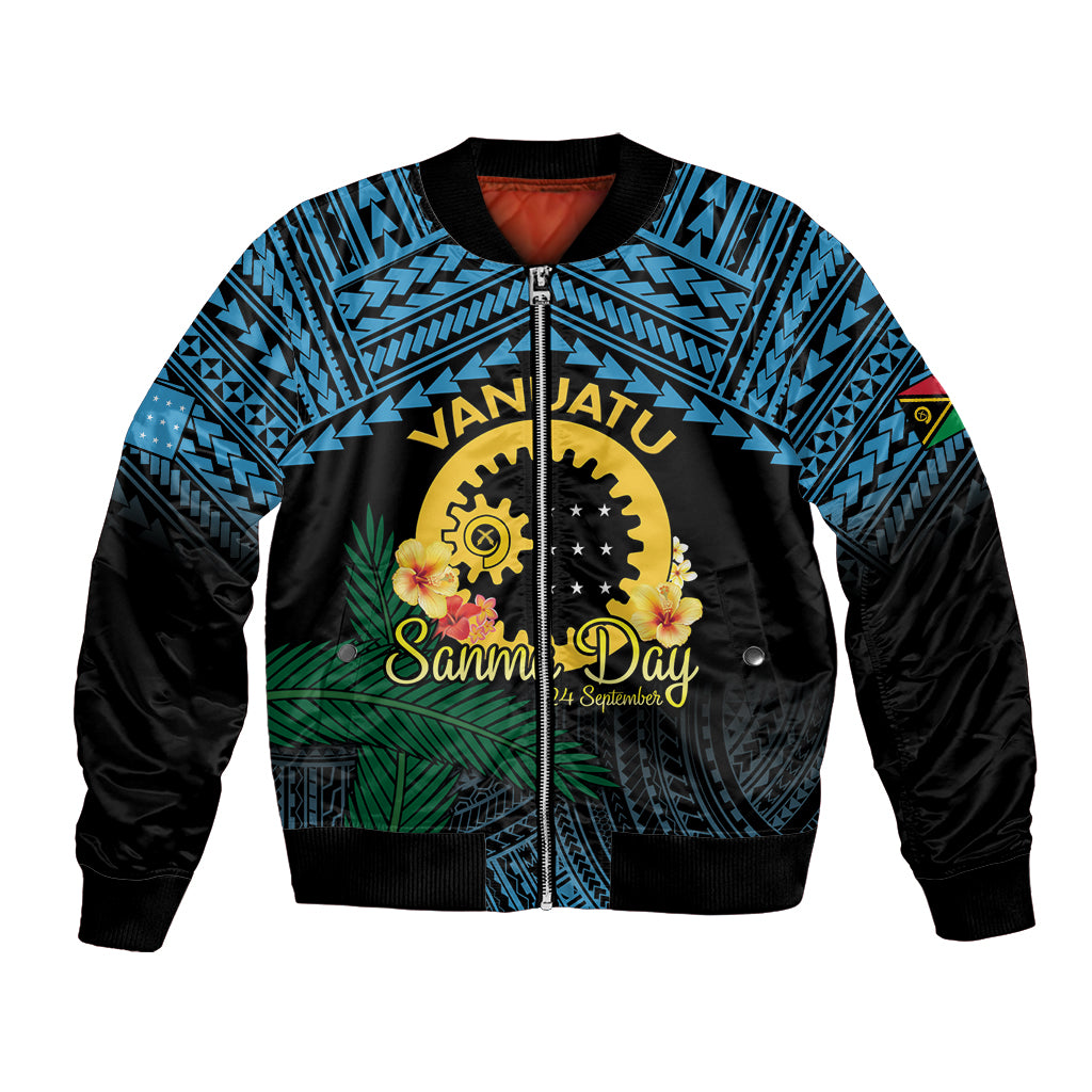 Personalised Sanma Day Bomber Jacket Vanuatu Provinces Polynesian Pattern