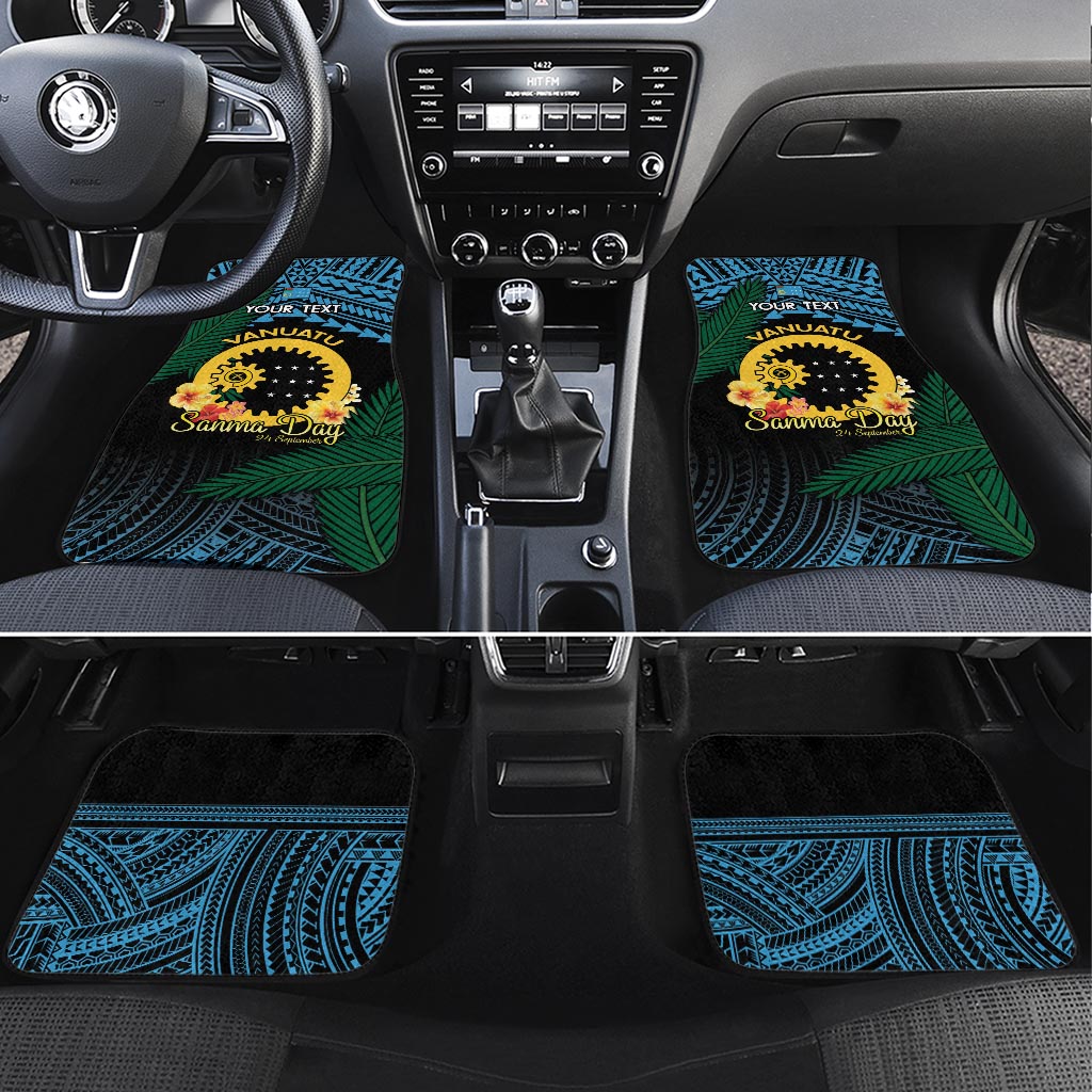 Personalised Sanma Day Car Mats Vanuatu Provinces Polynesian Pattern LT14 Set 4pcs Black - Polynesian Pride