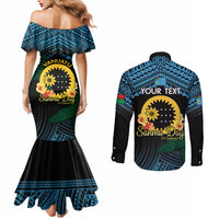 Personalised Sanma Day Couples Matching Mermaid Dress and Long Sleeve Button Shirt Vanuatu Provinces Polynesian Pattern LT14 - Polynesian Pride