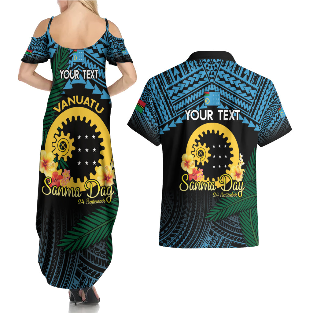 Personalised Sanma Day Couples Matching Summer Maxi Dress and Hawaiian Shirt Vanuatu Provinces Polynesian Pattern LT14 - Polynesian Pride