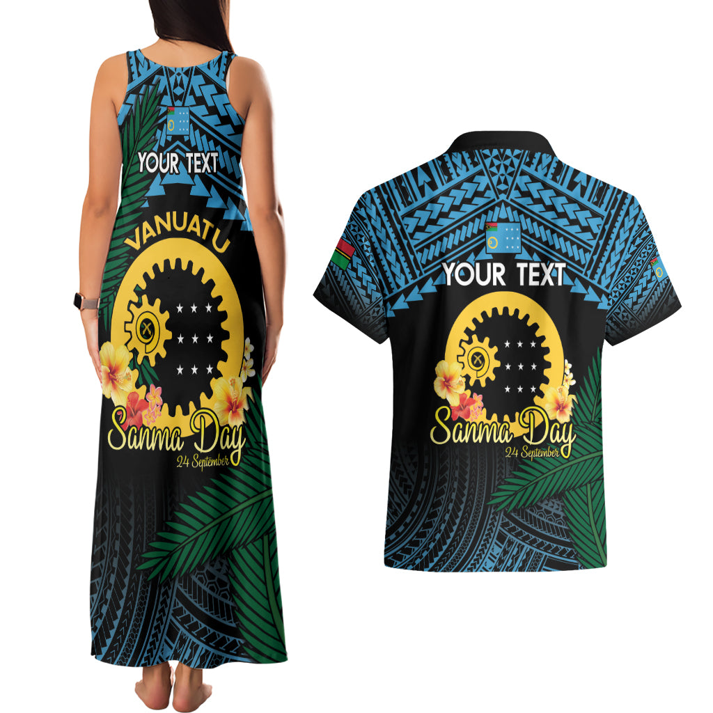 Personalised Sanma Day Couples Matching Tank Maxi Dress and Hawaiian Shirt Vanuatu Provinces Polynesian Pattern LT14 - Polynesian Pride