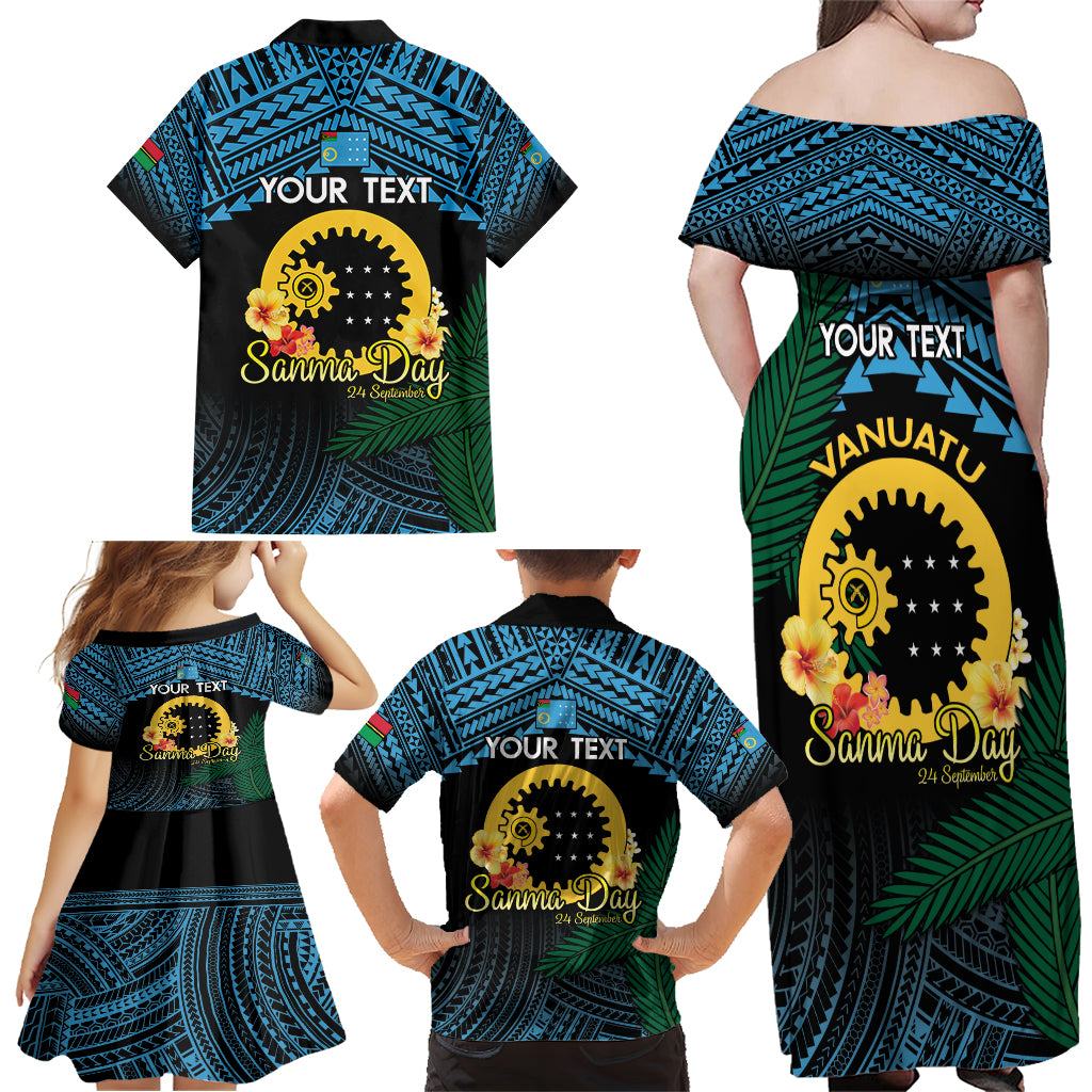 Personalised Sanma Day Family Matching Off Shoulder Maxi Dress and Hawaiian Shirt Vanuatu Provinces Polynesian Pattern LT14 - Polynesian Pride