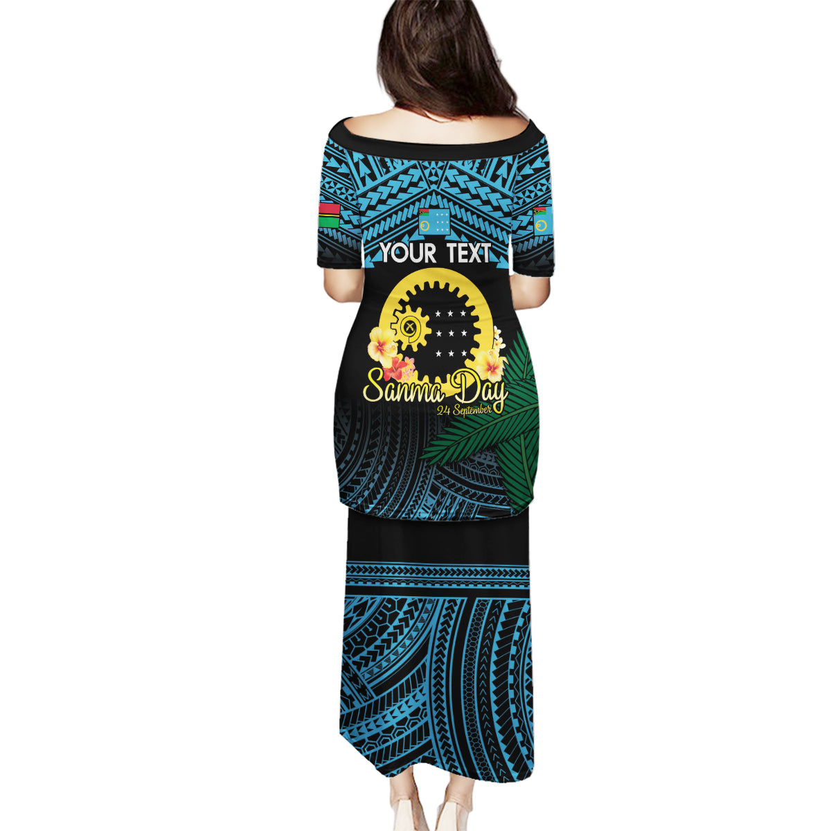 Personalised Sanma Day Family Matching Puletasi and Hawaiian Shirt Vanuatu Provinces Polynesian Pattern LT14 - Polynesian Pride