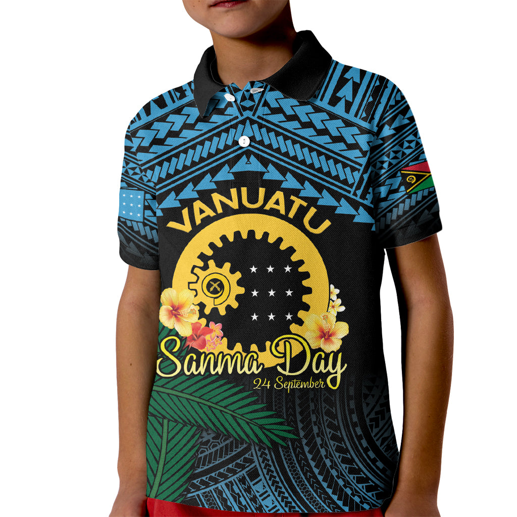 Personalised Sanma Day Kid Polo Shirt Vanuatu Provinces Polynesian Pattern