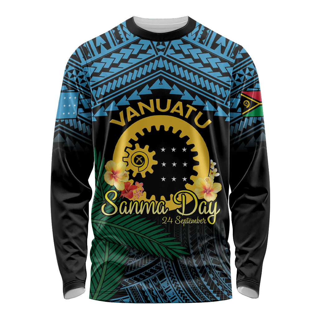 Personalised Sanma Day Long Sleeve Shirt Vanuatu Provinces Polynesian Pattern