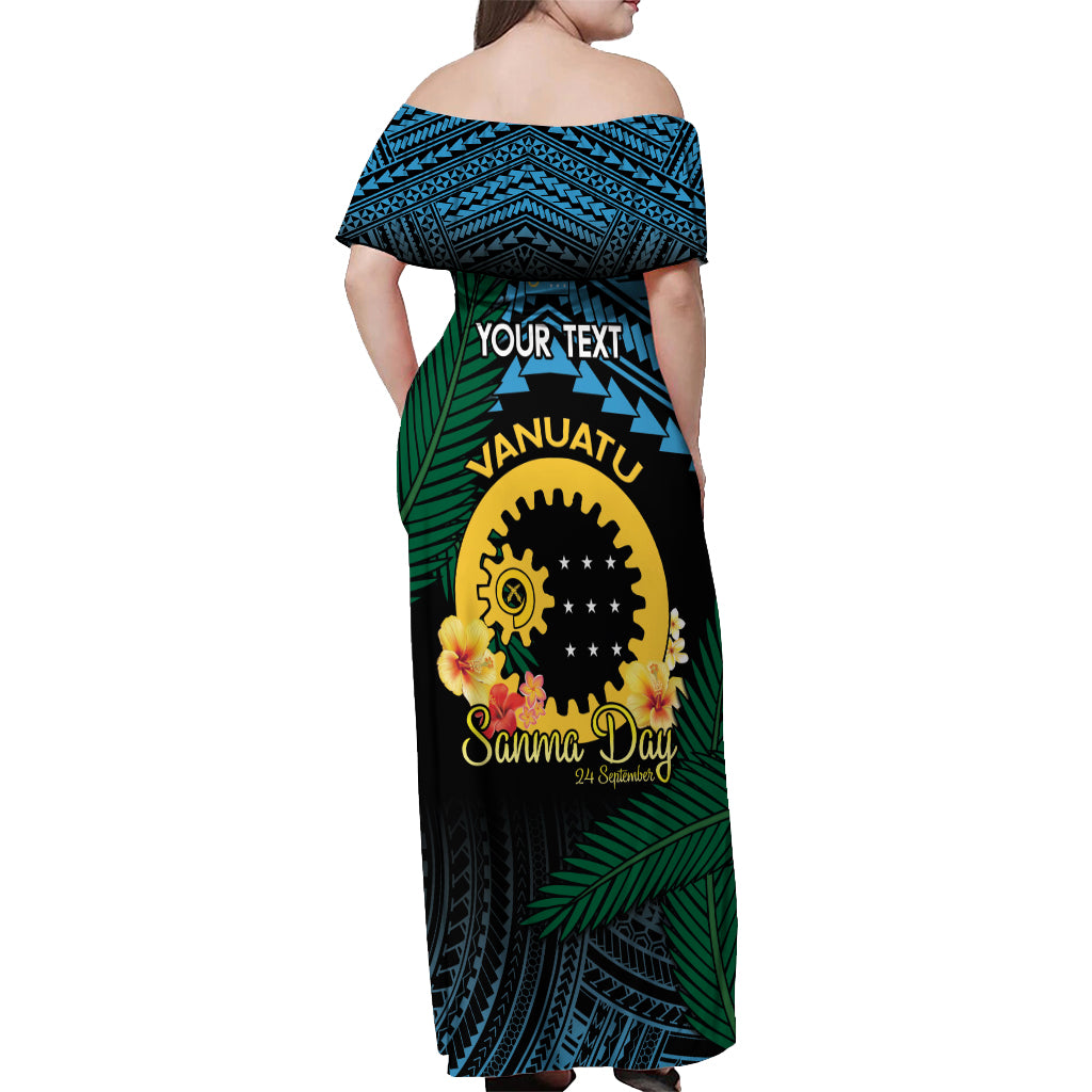 Personalised Sanma Day Off Shoulder Maxi Dress Vanuatu Provinces Polynesian Pattern LT14 - Polynesian Pride