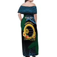 Personalised Sanma Day Off Shoulder Maxi Dress Vanuatu Provinces Polynesian Pattern LT14 - Polynesian Pride