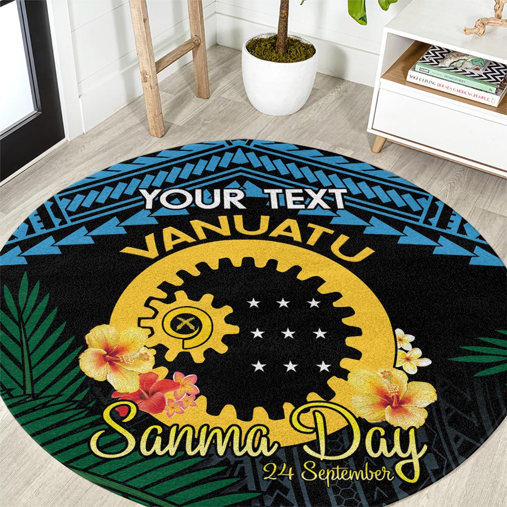 Personalised Sanma Day Round Carpet Vanuatu Provinces Polynesian Pattern