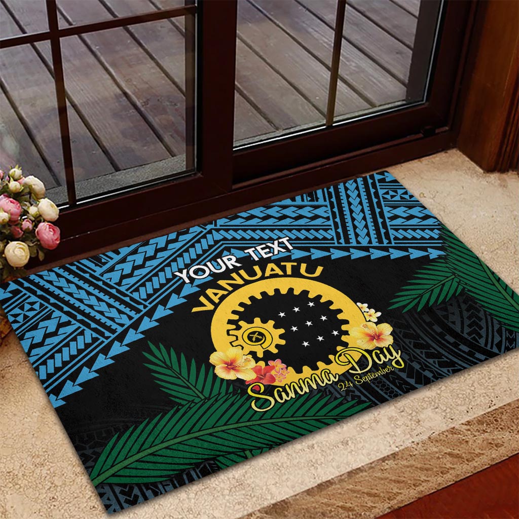 Personalised Sanma Day Rubber Doormat Vanuatu Provinces Polynesian Pattern LT14 - Polynesian Pride