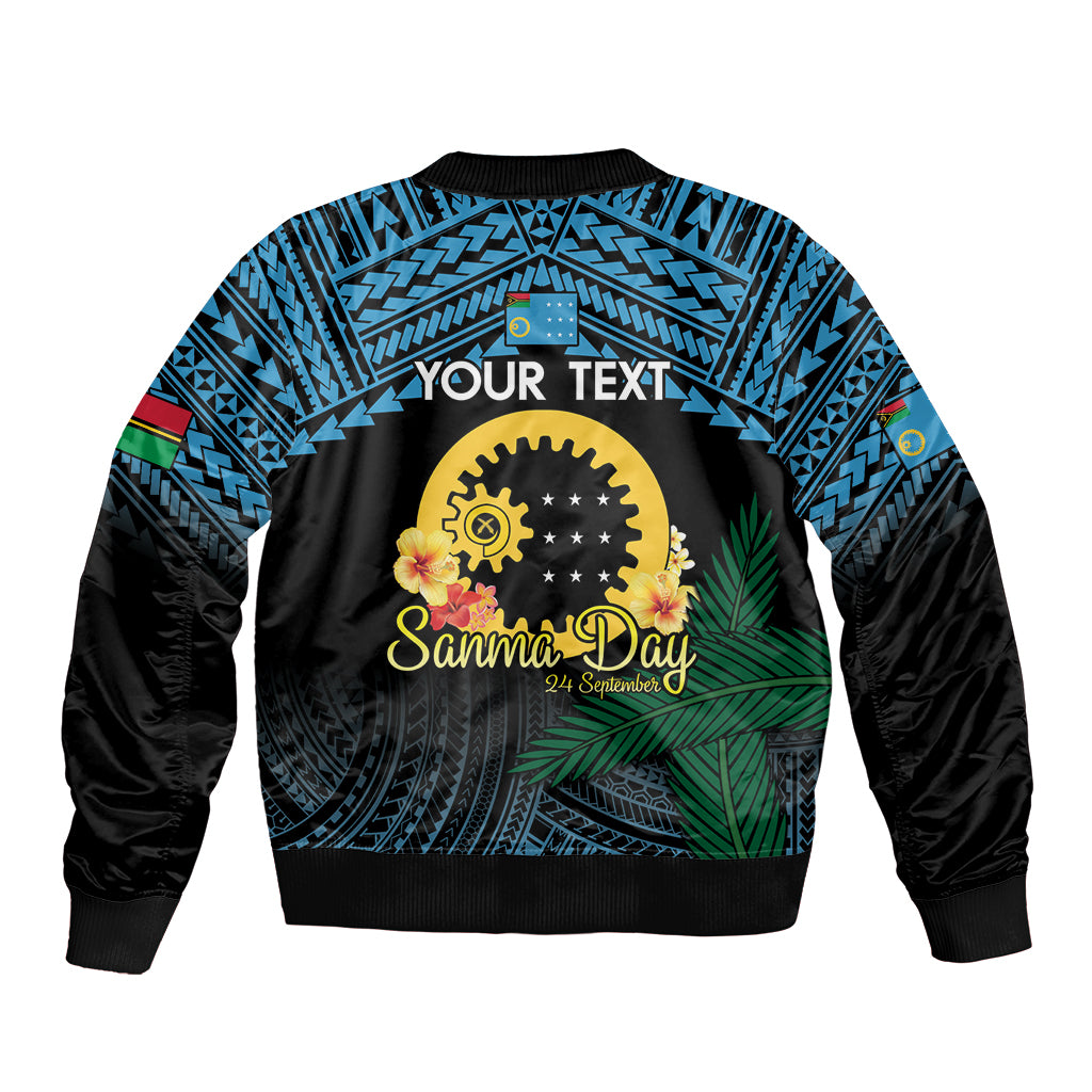 Personalised Sanma Day Sleeve Zip Bomber Jacket Vanuatu Provinces Polynesian Pattern LT14 - Polynesian Pride