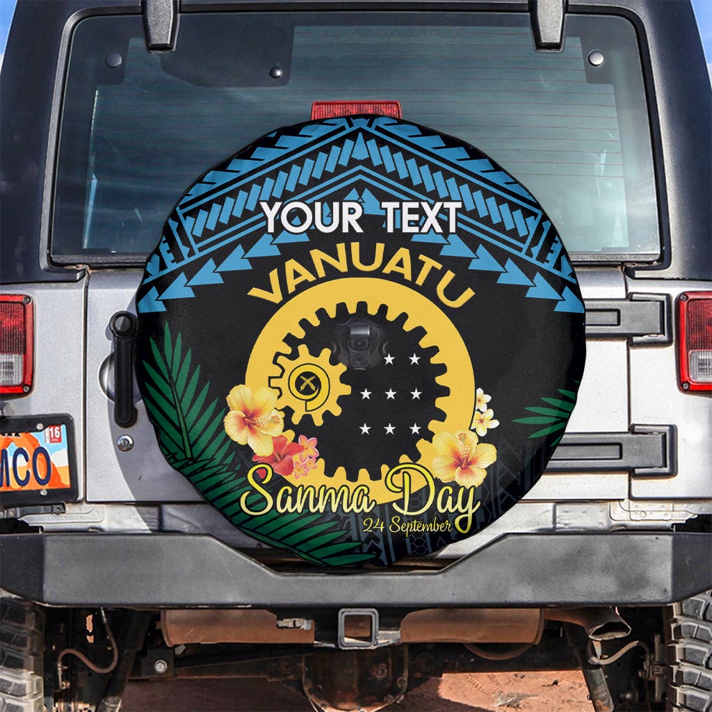 Personalised Sanma Day Spare Tire Cover Vanuatu Provinces Polynesian Pattern LT14 Black - Polynesian Pride
