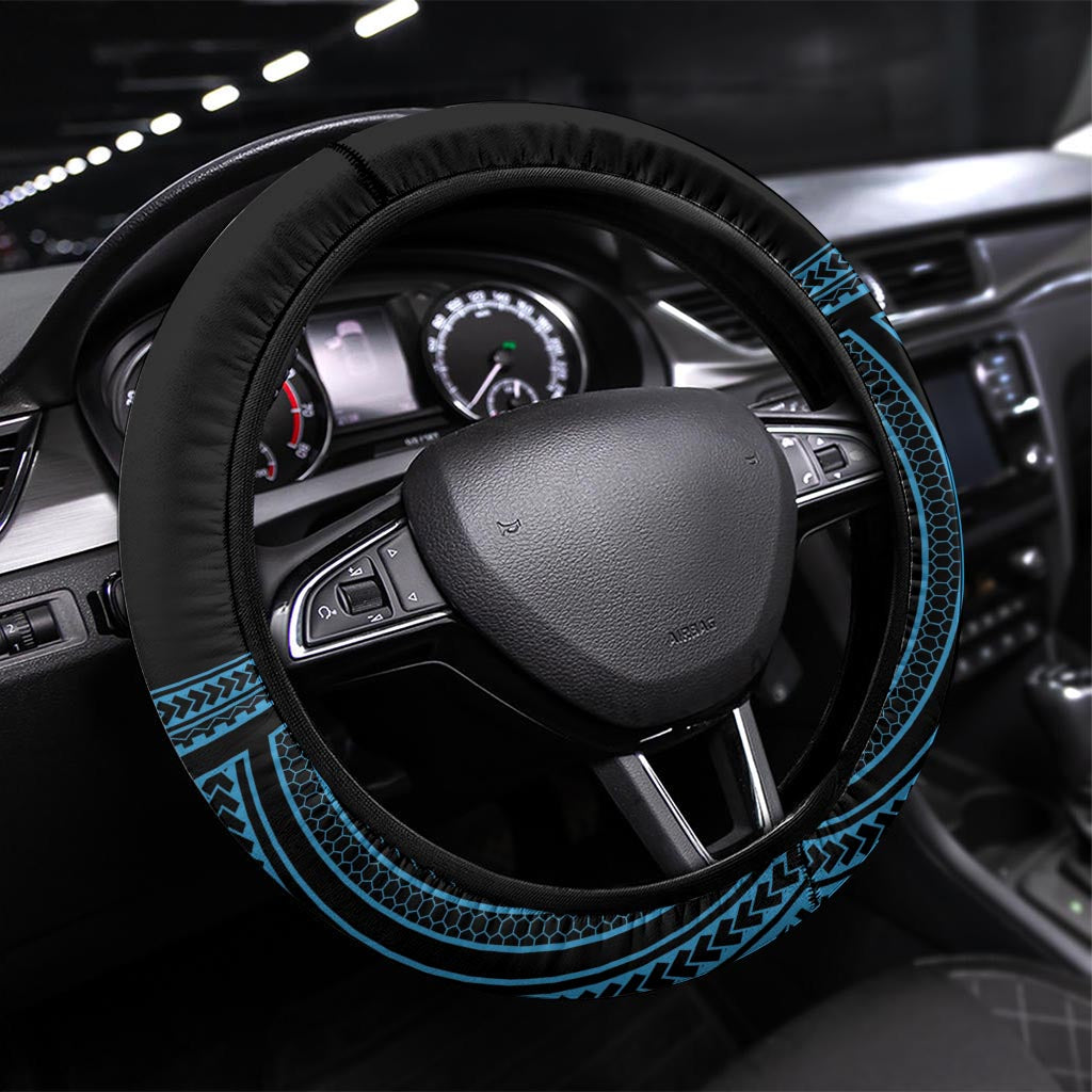 Sanma Day Steering Wheel Cover Vanuatu Provinces Polynesian Pattern LT14 Universal Fit Black - Polynesian Pride