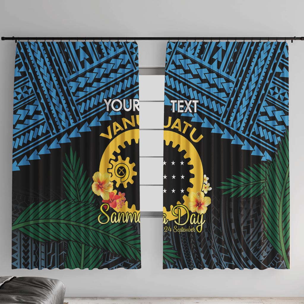 Personalised Sanma Day Window Curtain Vanuatu Provinces Polynesian Pattern LT14 With Hooks Black - Polynesian Pride