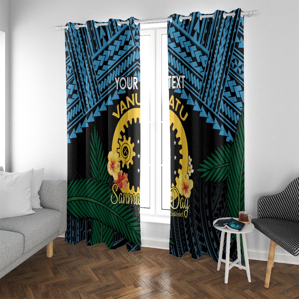 Personalised Sanma Day Window Curtain Vanuatu Provinces Polynesian Pattern LT14 With Grommets Black - Polynesian Pride