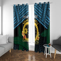 Personalised Sanma Day Window Curtain Vanuatu Provinces Polynesian Pattern LT14 With Grommets Black - Polynesian Pride