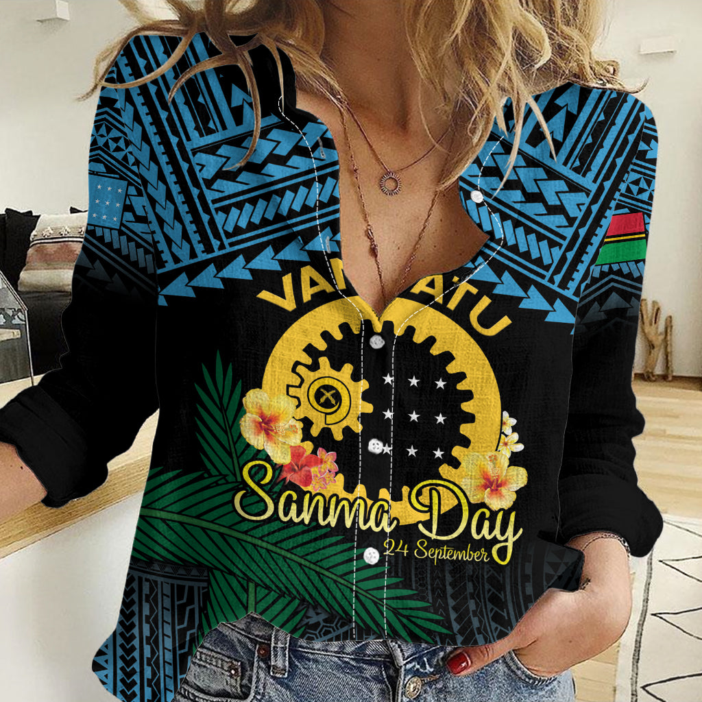 Personalised Sanma Day Women Casual Shirt Vanuatu Provinces Polynesian Pattern