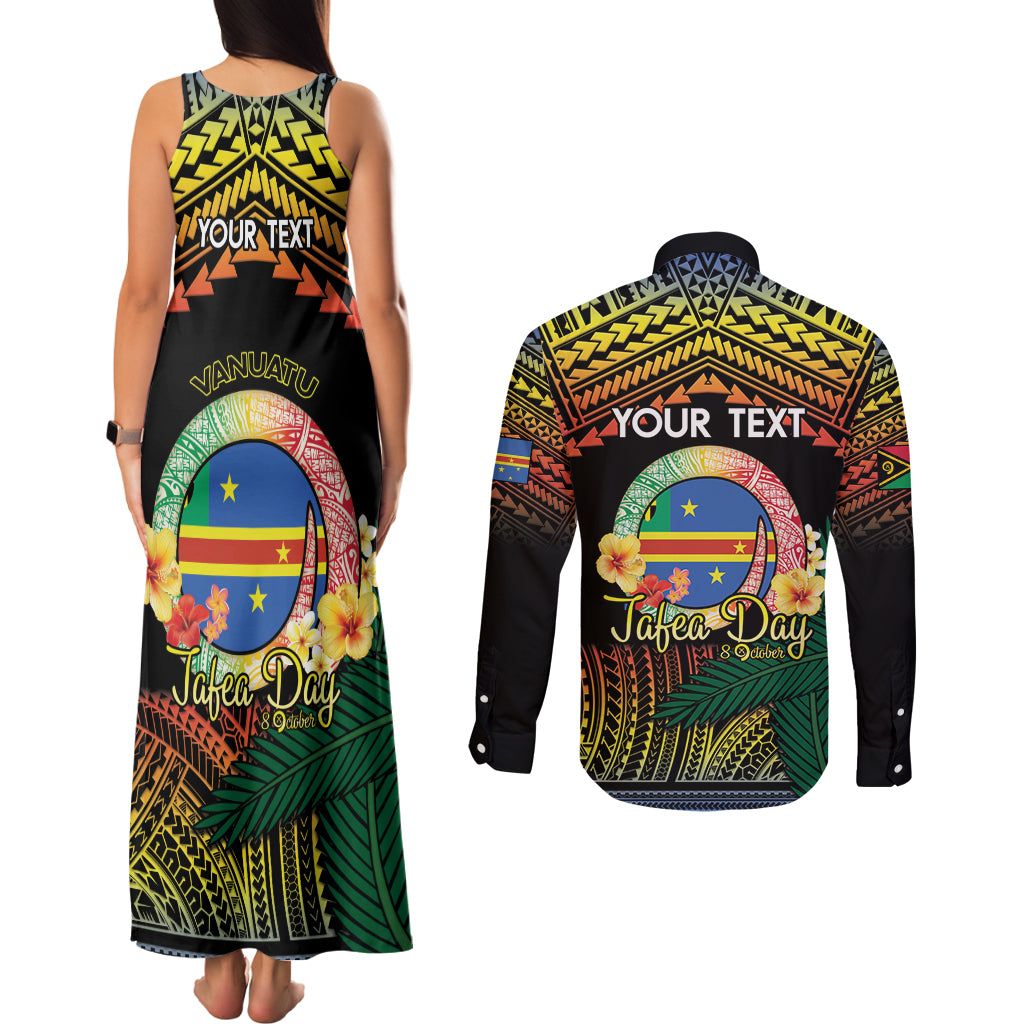 Personalised Tafea Day Couples Matching Tank Maxi Dress and Long Sleeve Button Shirt Vanuatu Provinces Polynesian Pattern LT14 - Polynesian Pride
