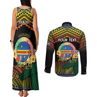 Personalised Tafea Day Couples Matching Tank Maxi Dress and Long Sleeve Button Shirt Vanuatu Provinces Polynesian Pattern LT14 - Polynesian Pride