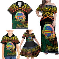 Personalised Tafea Day Family Matching Off Shoulder Maxi Dress and Hawaiian Shirt Vanuatu Provinces Polynesian Pattern LT14 - Polynesian Pride