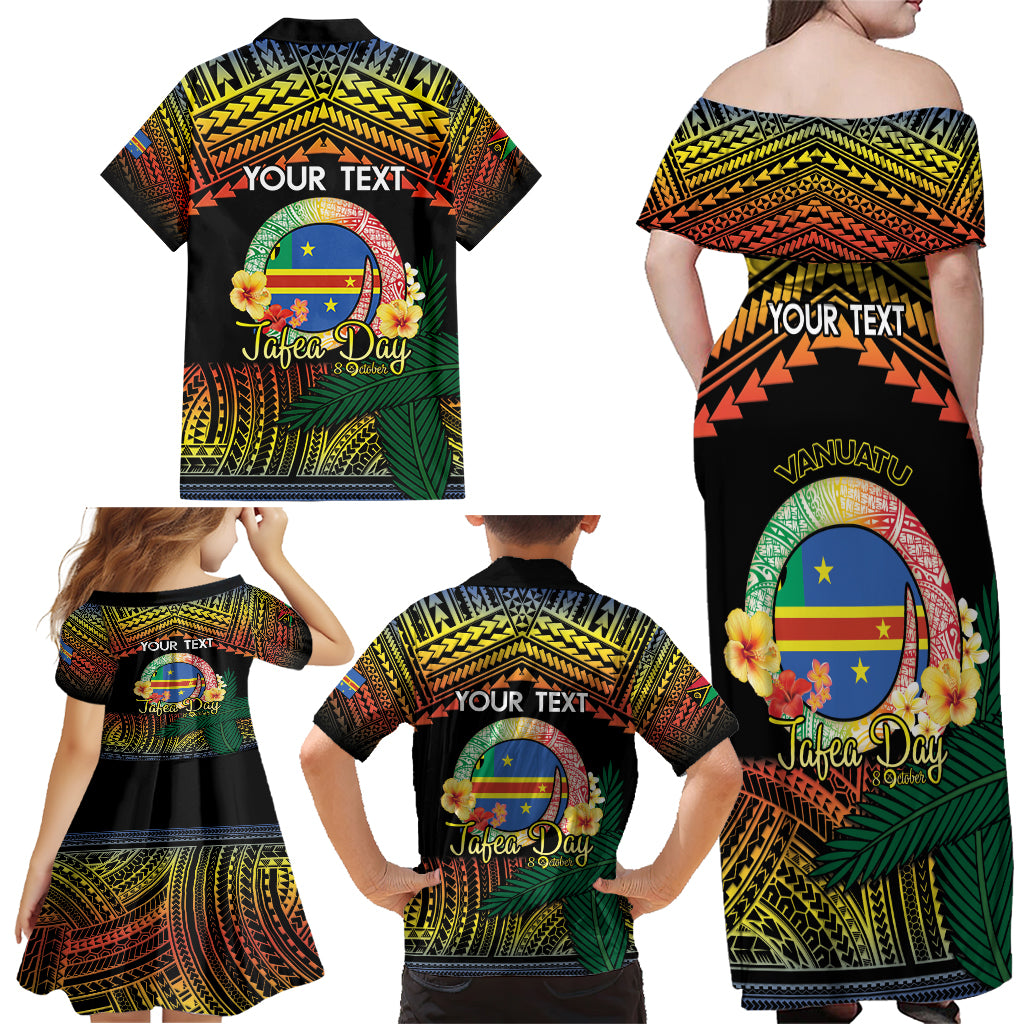 Personalised Tafea Day Family Matching Off Shoulder Maxi Dress and Hawaiian Shirt Vanuatu Provinces Polynesian Pattern LT14 - Polynesian Pride