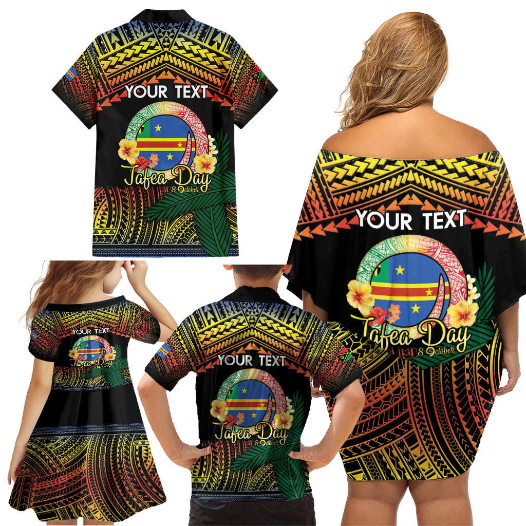 Personalised Tafea Day Family Matching Off Shoulder Short Dress and Hawaiian Shirt Vanuatu Provinces Polynesian Pattern LT14 - Polynesian Pride