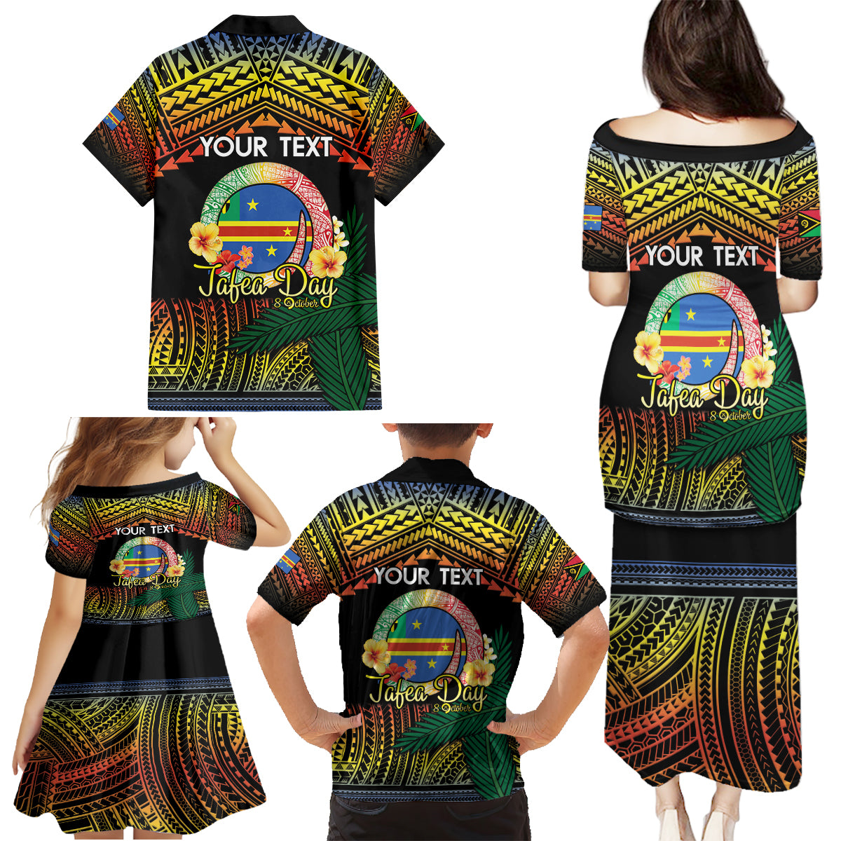 Personalised Tafea Day Family Matching Puletasi and Hawaiian Shirt Vanuatu Provinces Polynesian Pattern LT14 - Polynesian Pride