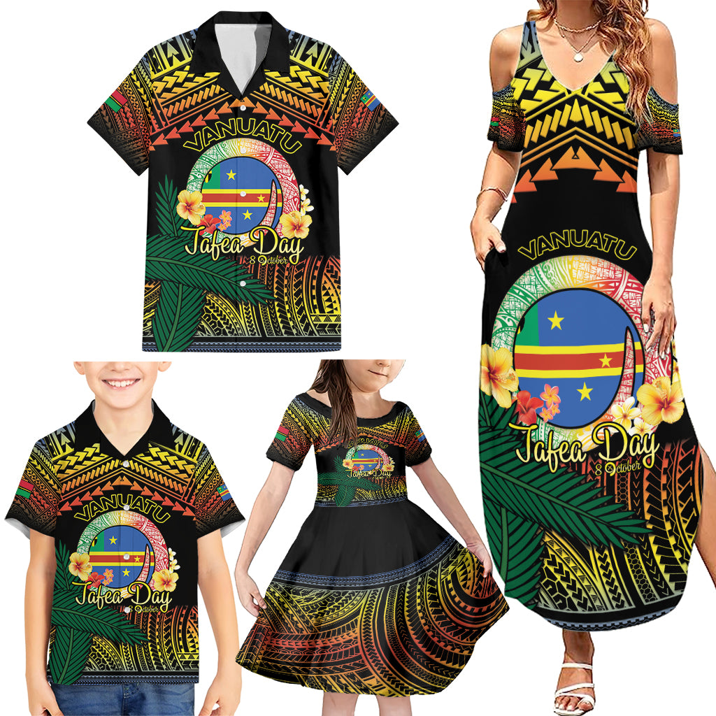 Personalised Tafea Day Family Matching Summer Maxi Dress and Hawaiian Shirt Vanuatu Provinces Polynesian Pattern