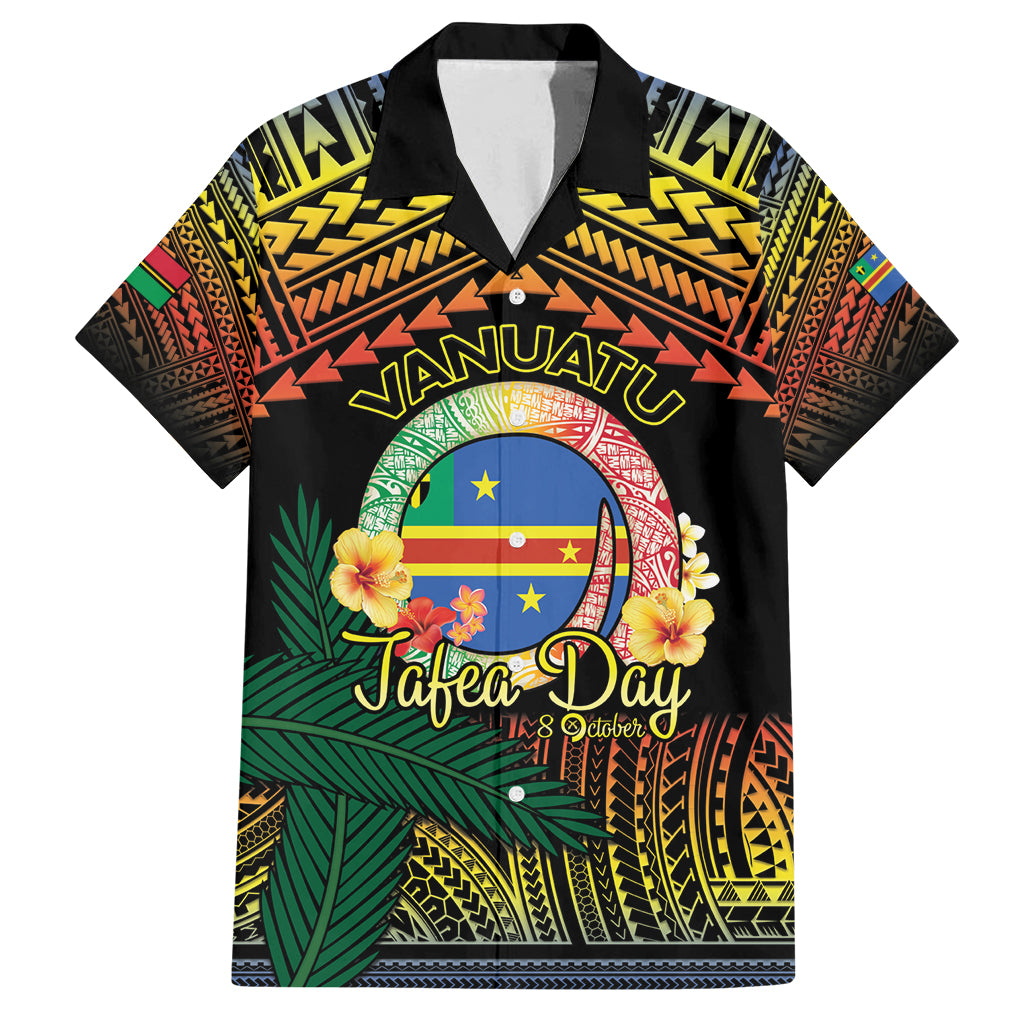 Personalised Tafea Day Family Matching Summer Maxi Dress and Hawaiian Shirt Vanuatu Provinces Polynesian Pattern LT14 Dad's Shirt - Short Sleeve Black - Polynesian Pride