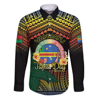 Personalised Tafea Day Family Matching Summer Maxi Dress and Hawaiian Shirt Vanuatu Provinces Polynesian Pattern LT14 Dad's Shirt - Long Sleeve Black - Polynesian Pride