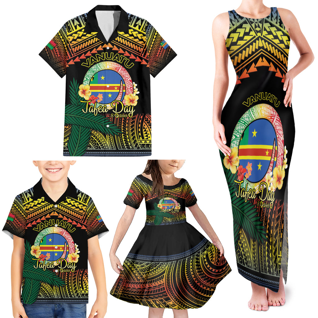 Personalised Tafea Day Family Matching Tank Maxi Dress and Hawaiian Shirt Vanuatu Provinces Polynesian Pattern