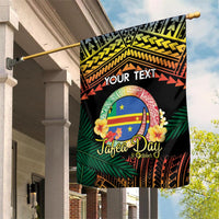 Personalised Tafea Day Garden Flag Vanuatu Provinces Polynesian Pattern LT14 House Flag Black - Polynesian Pride