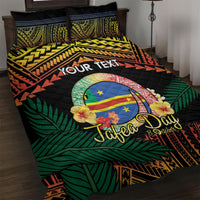 Personalised Tafea Day Quilt Bed Set Vanuatu Provinces Polynesian Pattern LT14 Black - Polynesian Pride