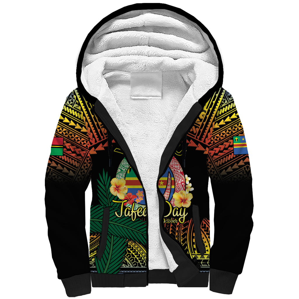 Personalised Tafea Day Sherpa Hoodie Vanuatu Provinces Polynesian Pattern LT14 Unisex Black - Polynesian Pride