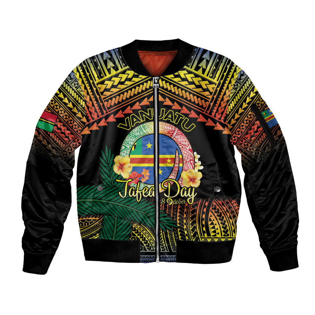 Personalised Tafea Day Sleeve Zip Bomber Jacket Vanuatu Provinces Polynesian Pattern