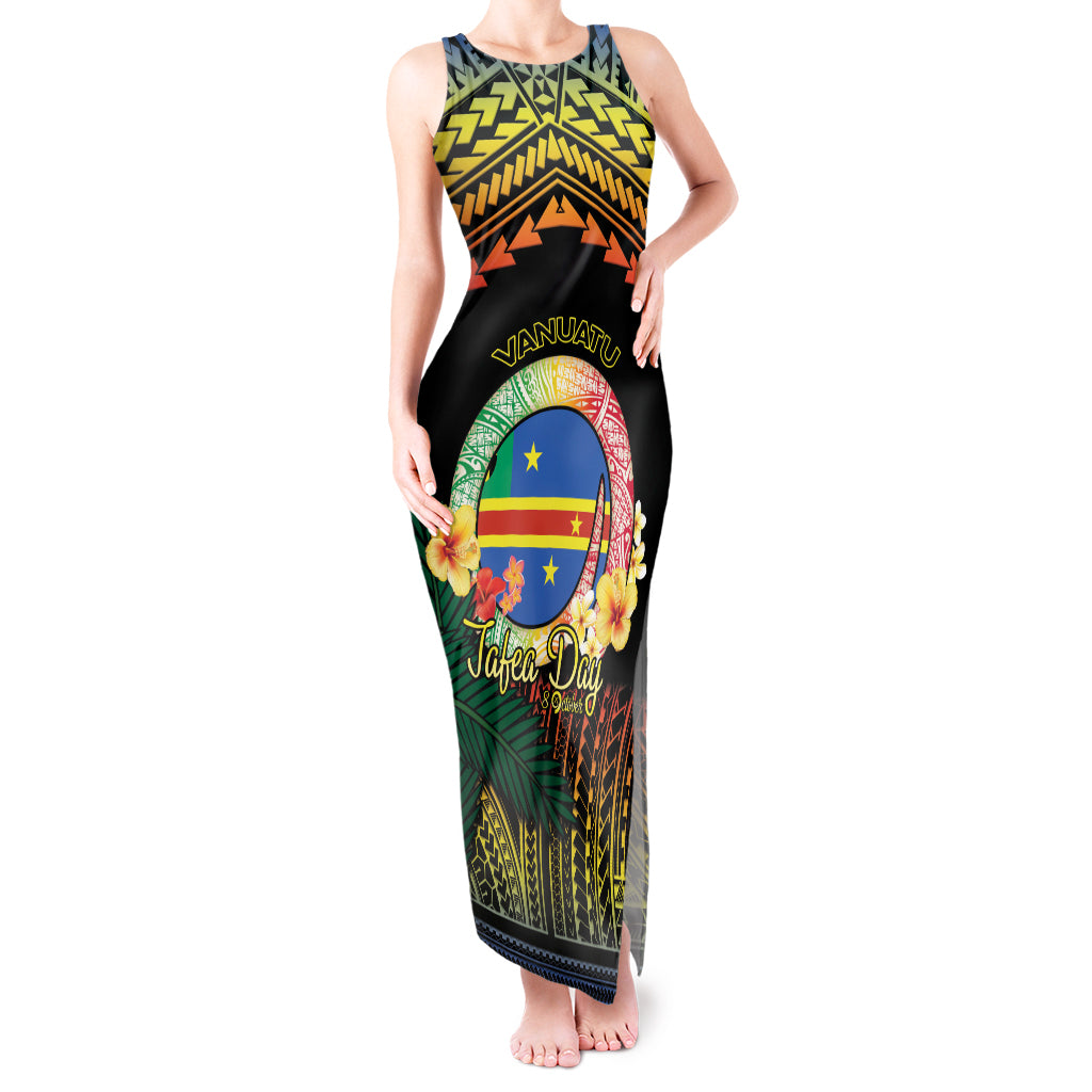 Personalised Tafea Day Tank Maxi Dress Vanuatu Provinces Polynesian Pattern LT14 Women Black - Polynesian Pride