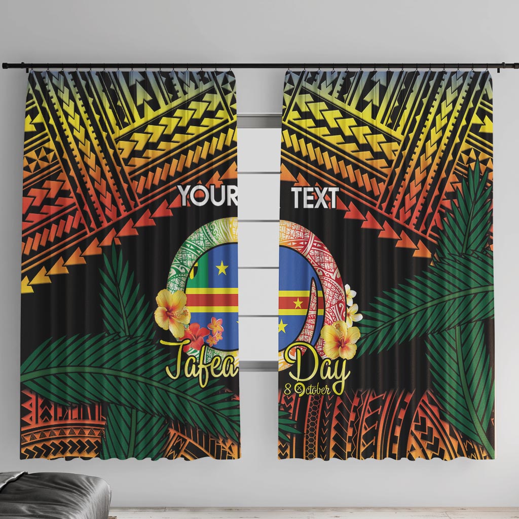 Personalised Tafea Day Window Curtain Vanuatu Provinces Polynesian Pattern LT14 With Hooks Black - Polynesian Pride