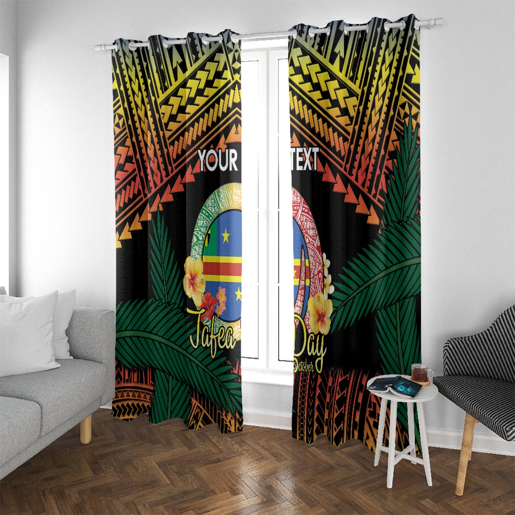 Personalised Tafea Day Window Curtain Vanuatu Provinces Polynesian Pattern LT14 With Grommets Black - Polynesian Pride