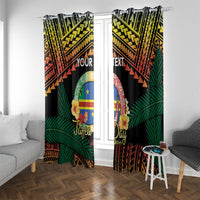 Personalised Tafea Day Window Curtain Vanuatu Provinces Polynesian Pattern LT14 With Grommets Black - Polynesian Pride