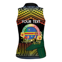 Personalised Tafea Day Women Sleeveless Polo Shirt Vanuatu Provinces Polynesian Pattern